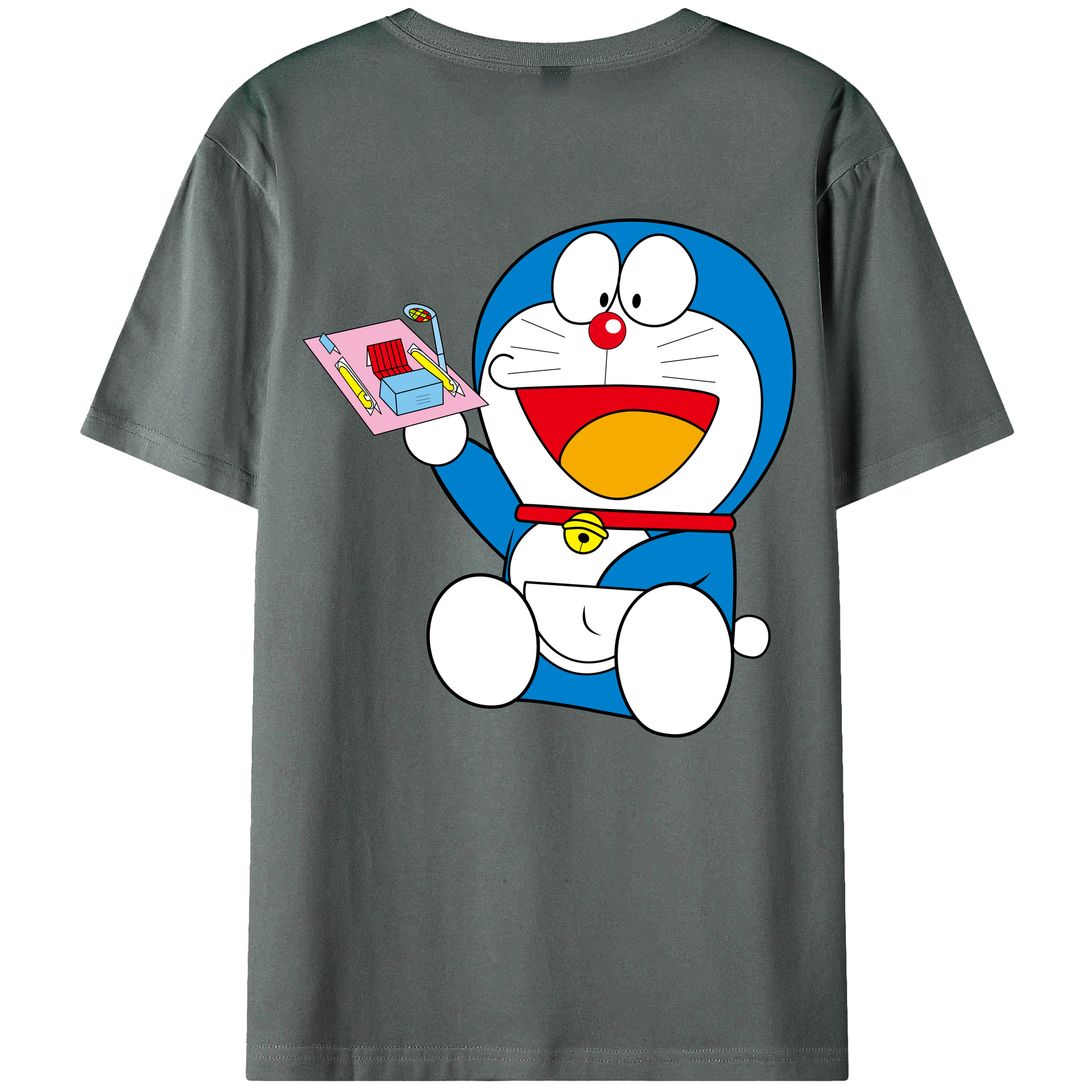 （画像用） ドラえもん Doraemon 綿100％ メンズ半袖Tシャツ（バックプリント） 通気性
